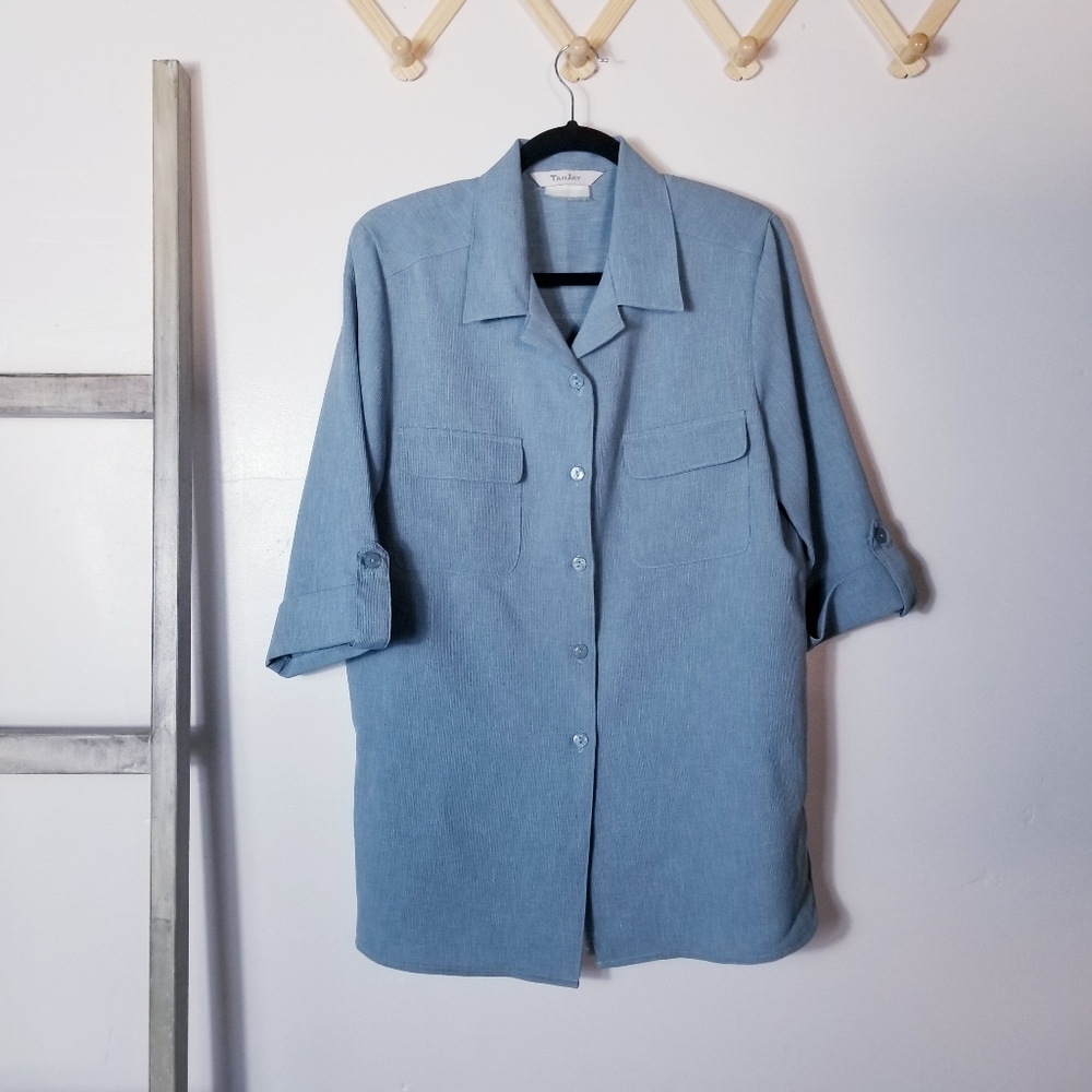 TANJAY BLUE LONG BLAZER ESTIMATE SIZE XL